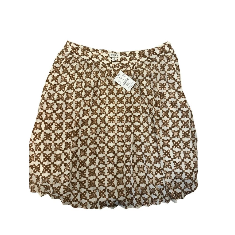J.Crew Skirt Size 6 Womens Brown & White Geometric Print New With Tags